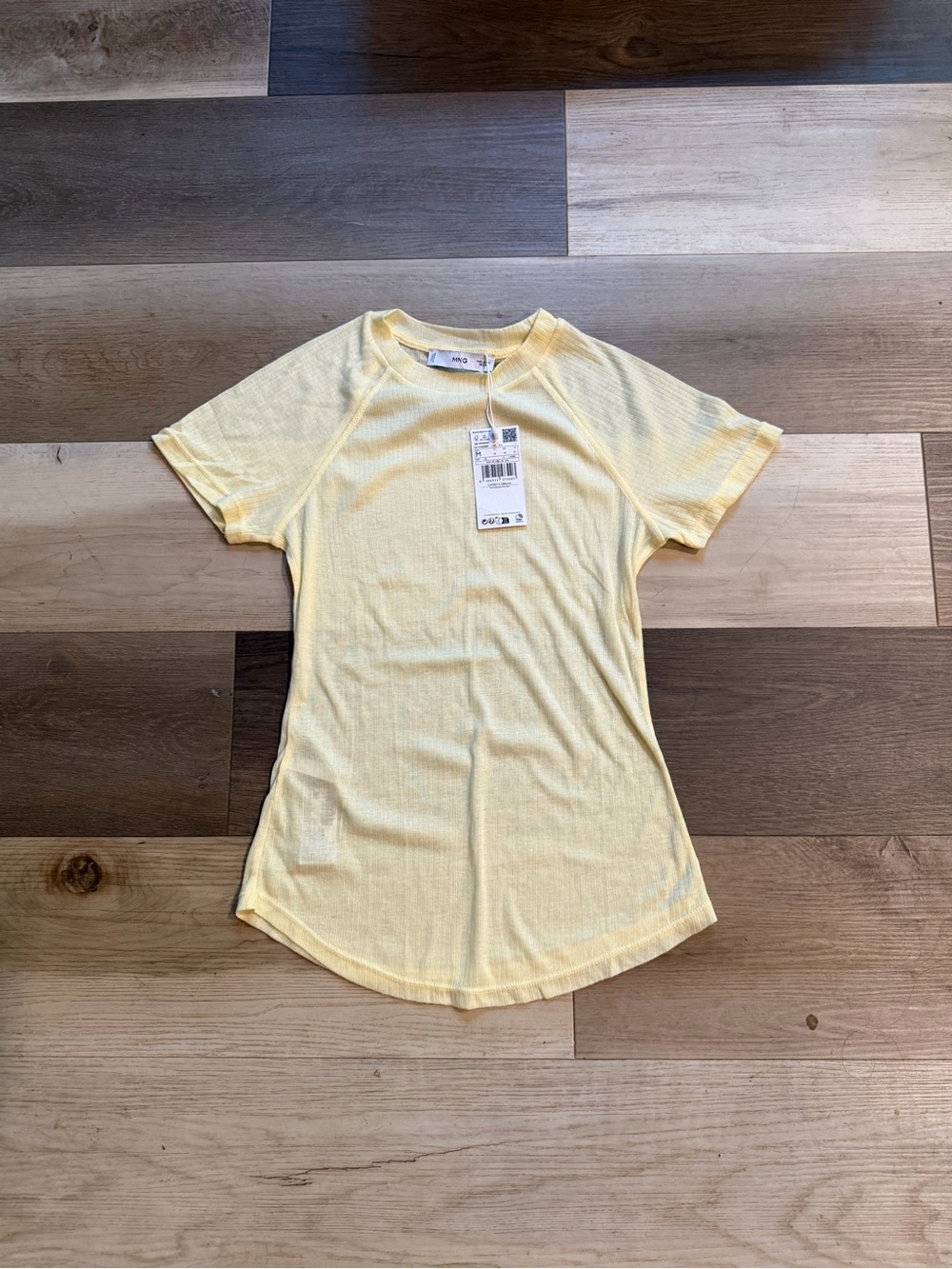 Mango Pastel Yellow Sheer Short Sleeve Tee